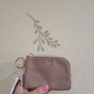 Lululemon Clippable Card Pouch In Pink Glitter With Gold Hardware. NWT